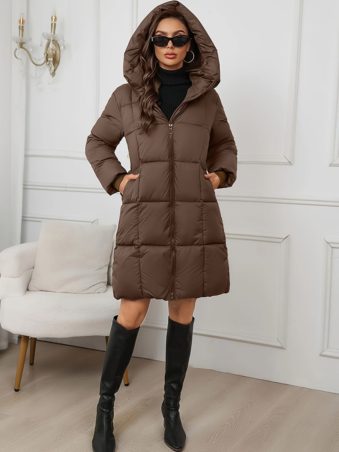 Women's Cosy Long Hooded Puffer Jacket