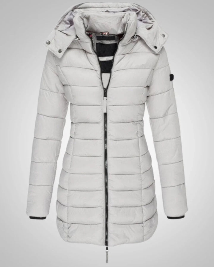 Women's Warm Quilted Long Puffer Jacket with Hood