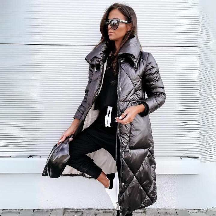 Women's Feminine Quilted Long Puffer Jacket