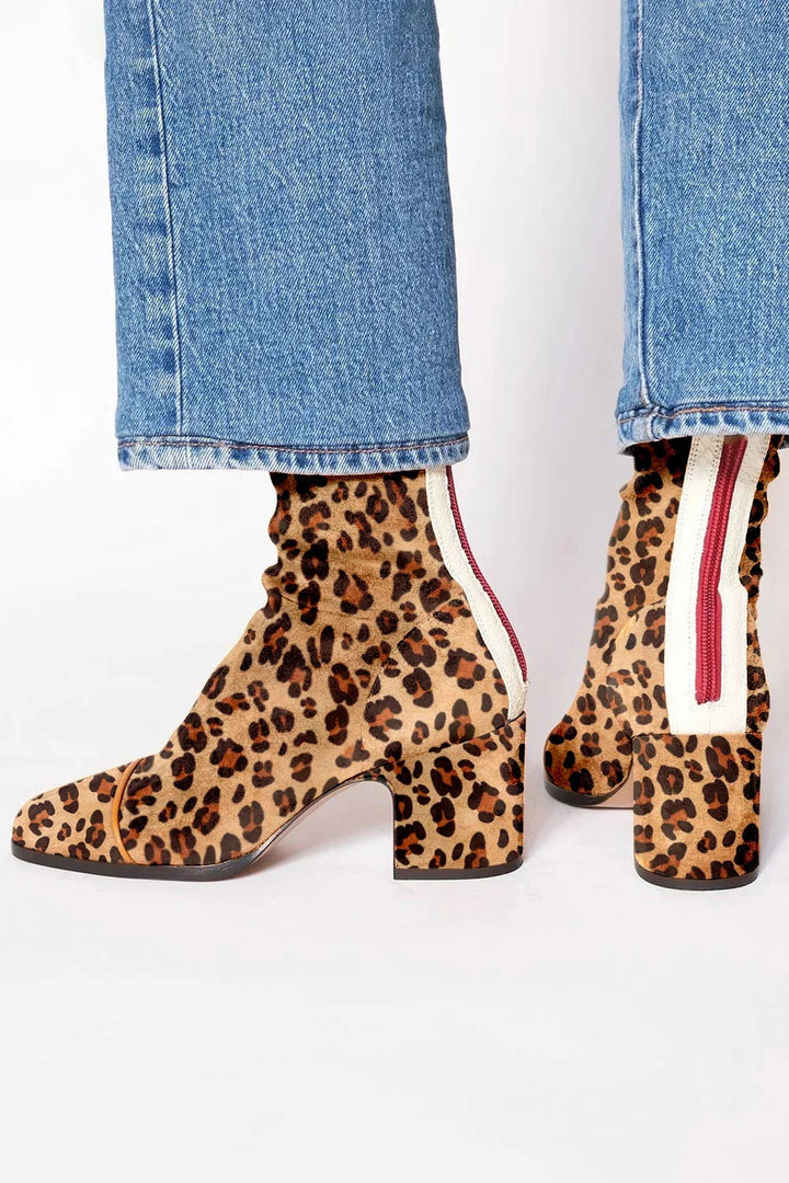 Women's Warm Suede Ankle Boots with Square Toe and Block Heel