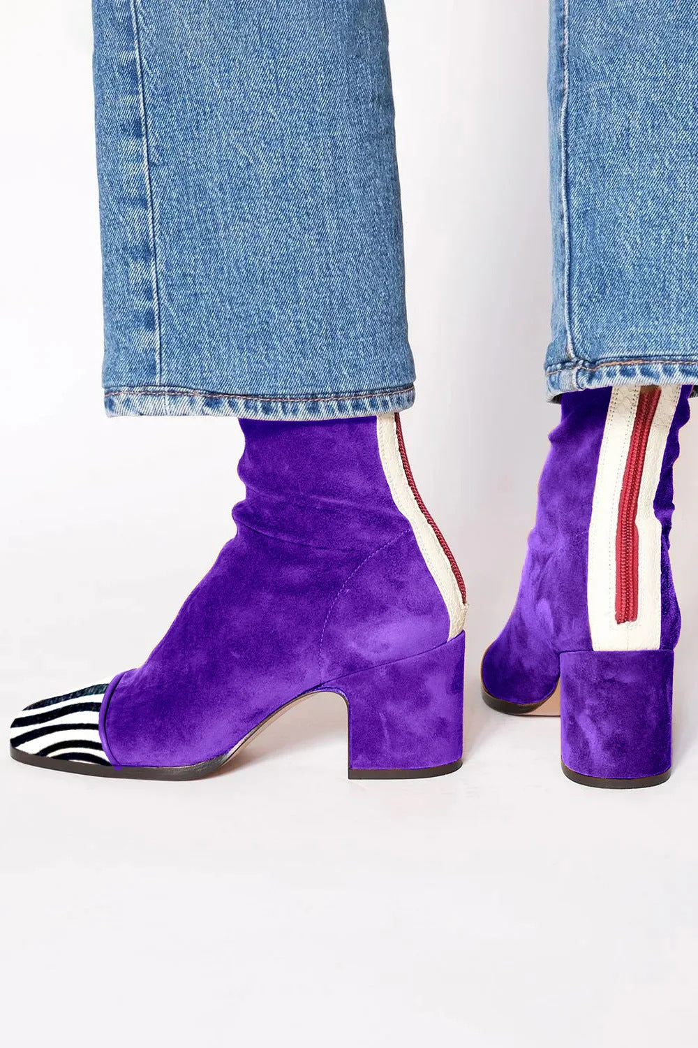 Women's Warm Suede Ankle Boots with Square Toe and Block Heel