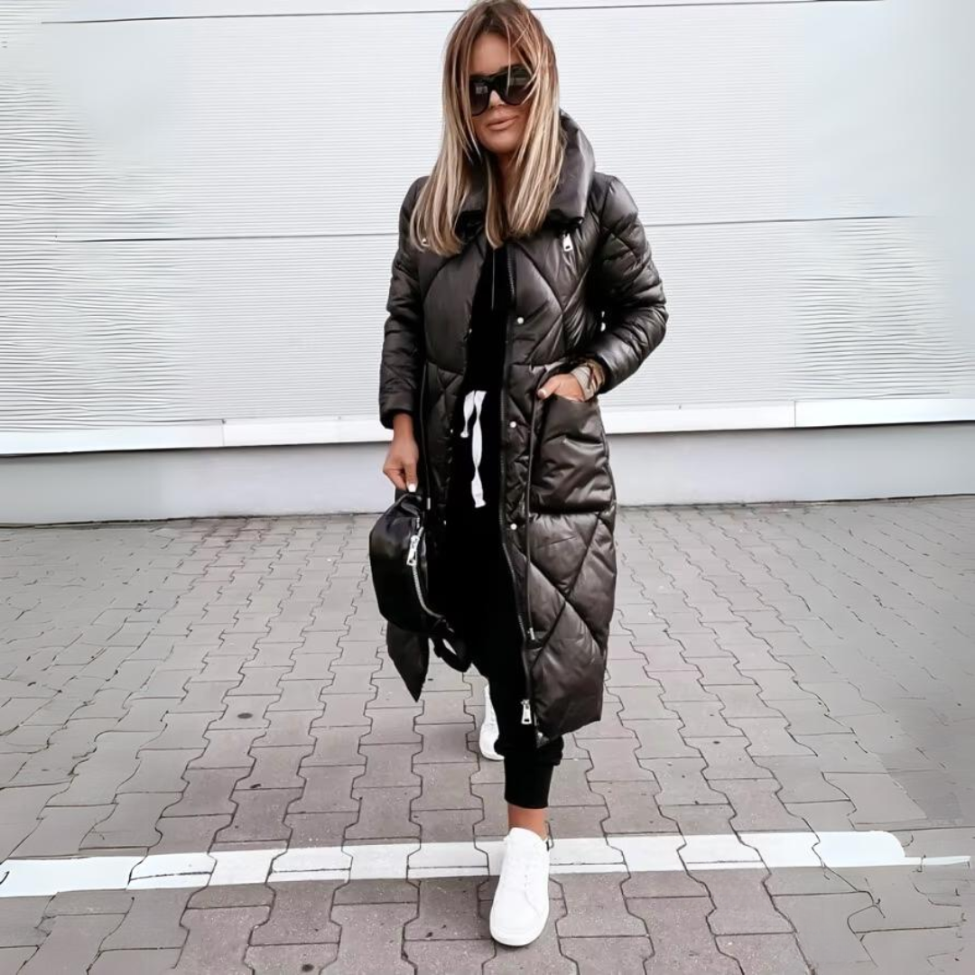 Women's Feminine Quilted Long Puffer Jacket