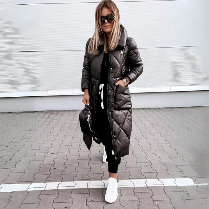 Women's Feminine Quilted Long Puffer Jacket