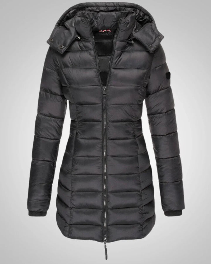 Women's Warm Quilted Long Puffer Jacket with Hood