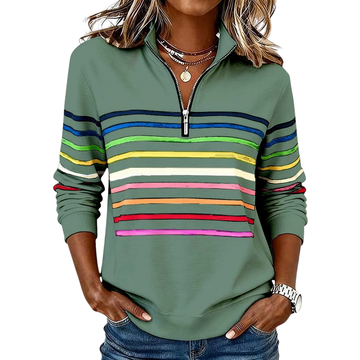 Women's Timeless Striped Quarter-Zip Sweater