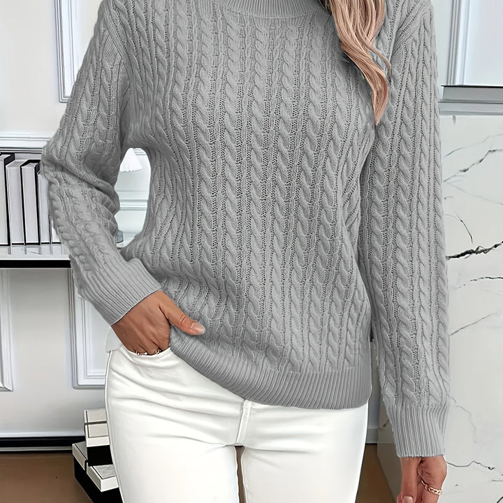 Women's Polished Cable Knit Crewneck Sweater