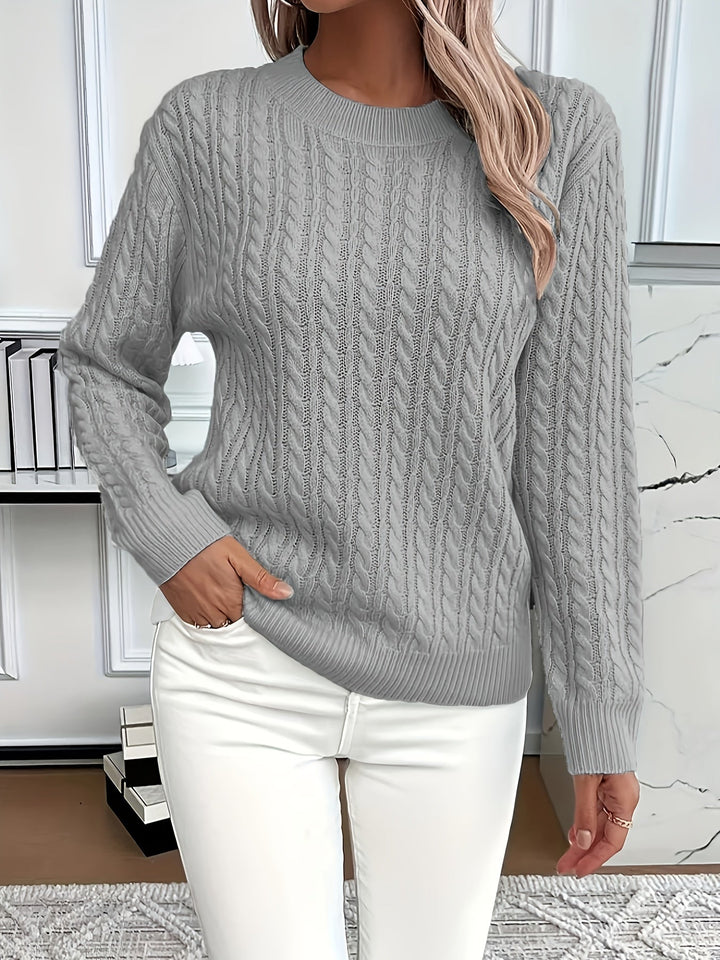 Women's Polished Cable Knit Crewneck Sweater