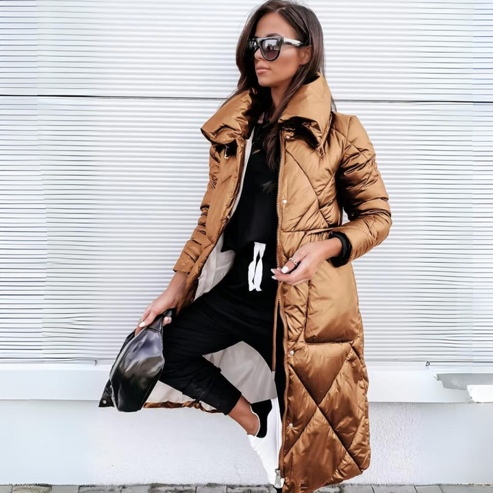 Women's Feminine Quilted Long Puffer Jacket