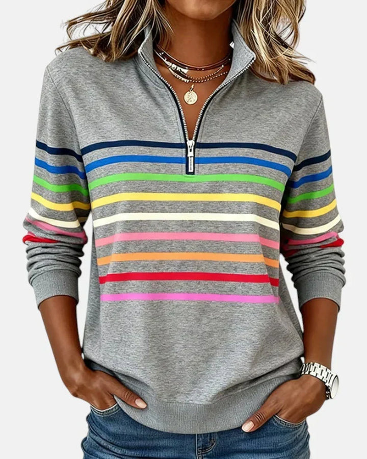 Women's Timeless Striped Quarter-Zip Sweater