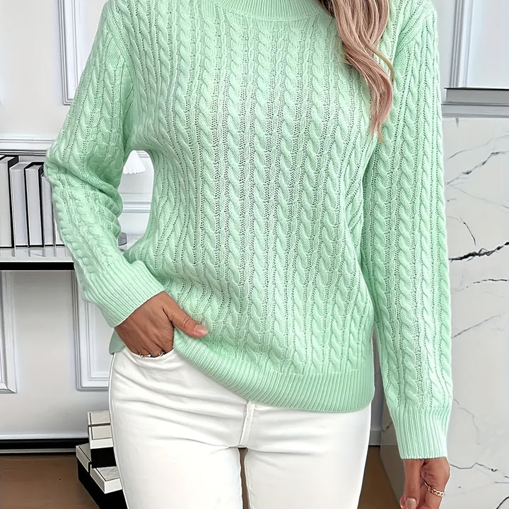 Women's Polished Cable Knit Crewneck Sweater