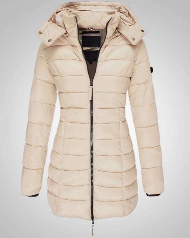 Women's Warm Quilted Long Puffer Jacket with Hood