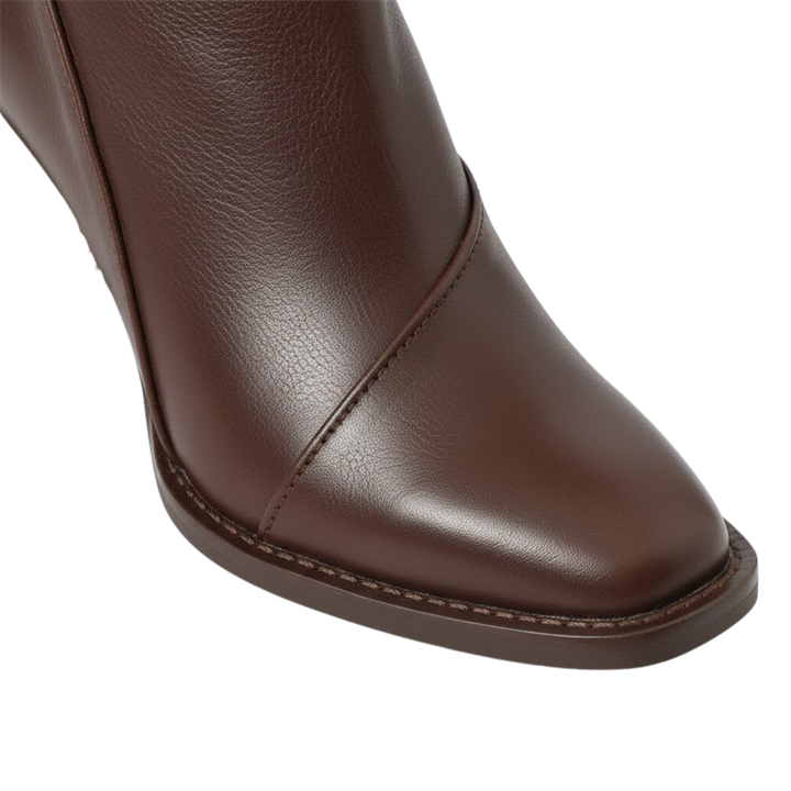 Women's Chic Leather Ankle Boots with Square Toe and Block Heel