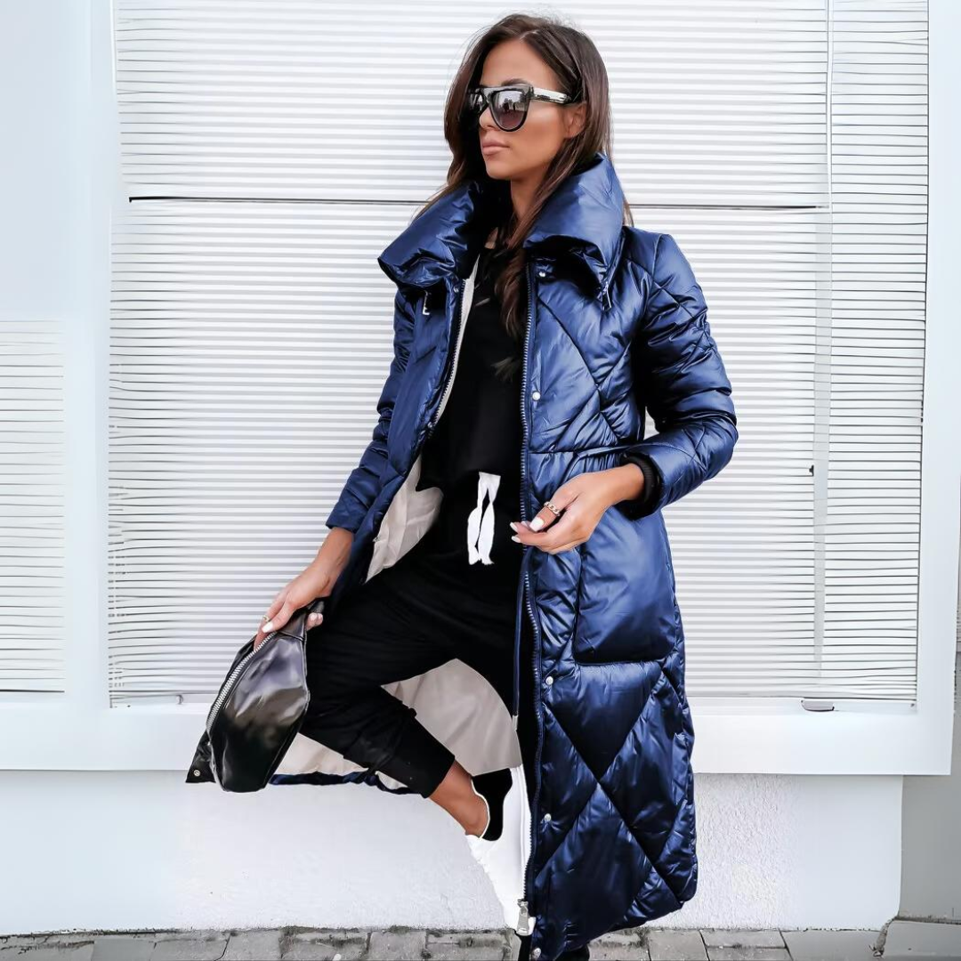 Women's Feminine Quilted Long Puffer Jacket