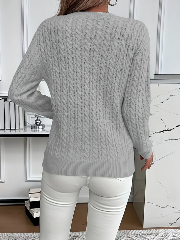 Women's Polished Cable Knit Crewneck Sweater