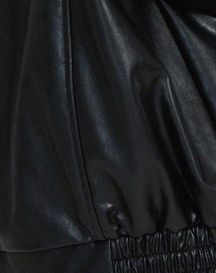 Women's Relaxed Oversized Brown Leather Bomber Jacket