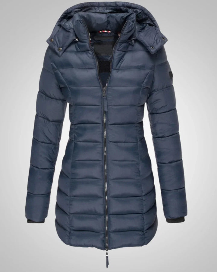 Women's Warm Quilted Long Puffer Jacket with Hood