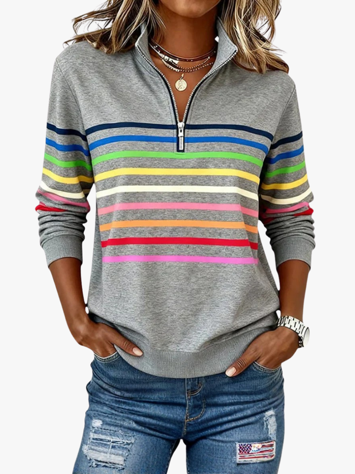 Women's Timeless Striped Quarter-Zip Sweater