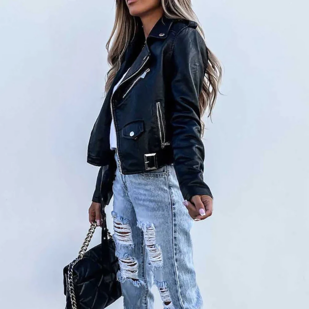 Women's Tailored Black Faux Leather Jacket
