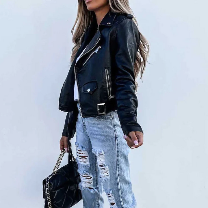 Women's Tailored Black Faux Leather Jacket