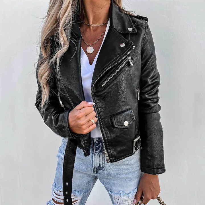 Women's Tailored Black Faux Leather Jacket