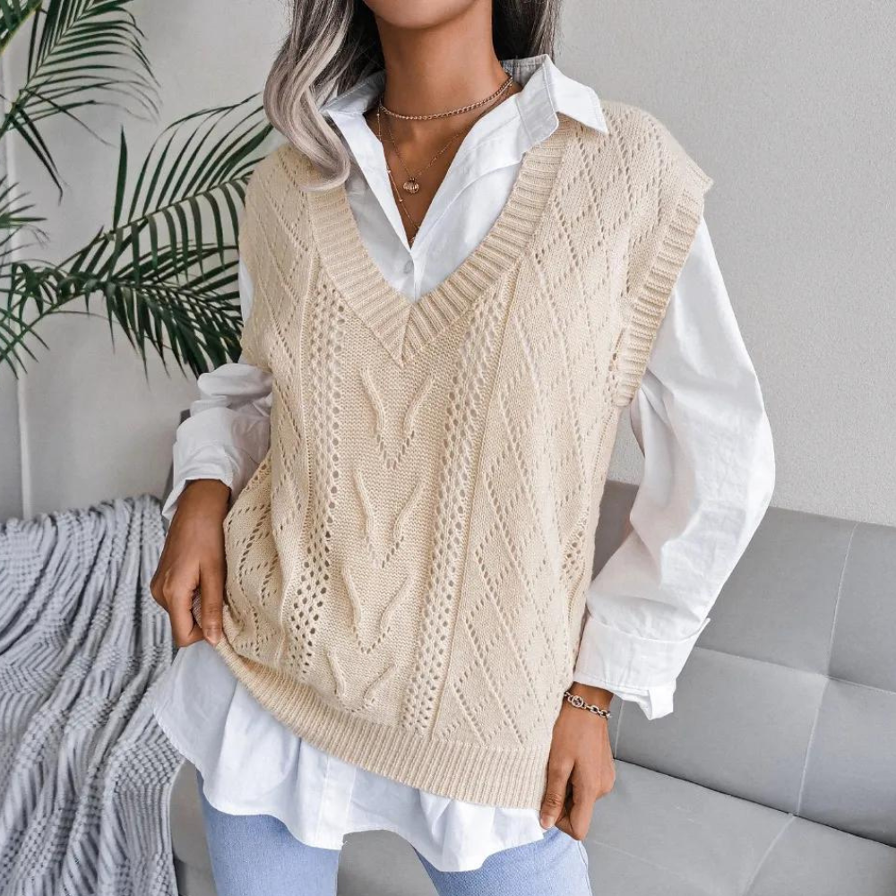 Women's Modern Cable Knit Sweater Vest