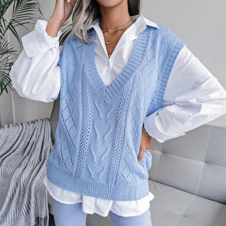 Women's Modern Cable Knit Sweater Vest