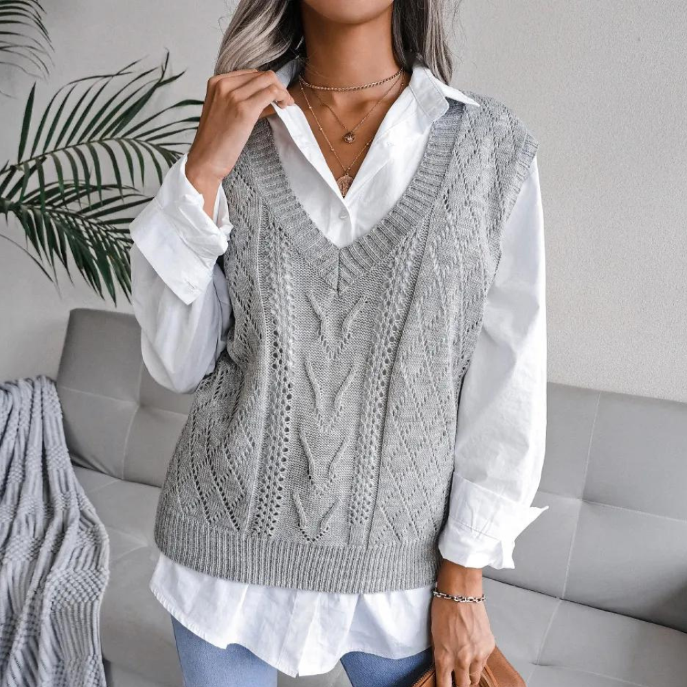 Women's Modern Cable Knit Sweater Vest