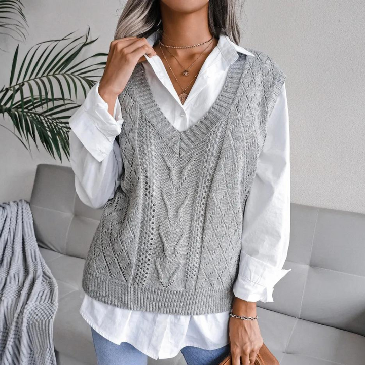 Women's Modern Cable Knit Sweater Vest