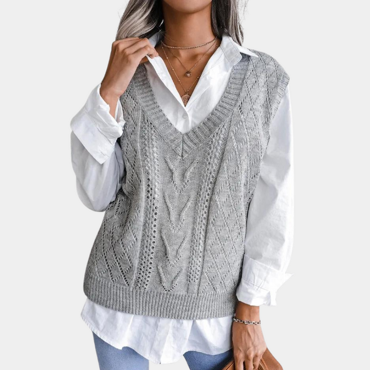 Women's Modern Cable Knit Sweater Vest