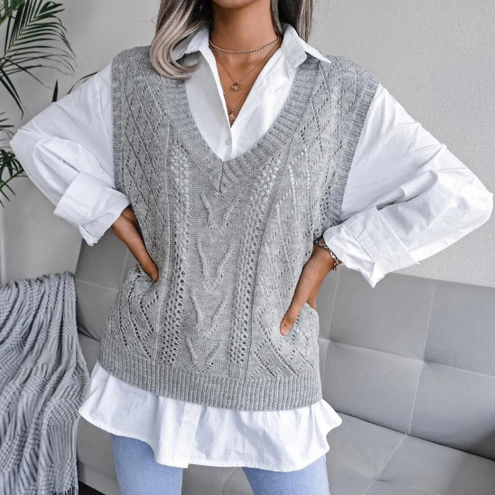 Women's Modern Cable Knit Sweater Vest