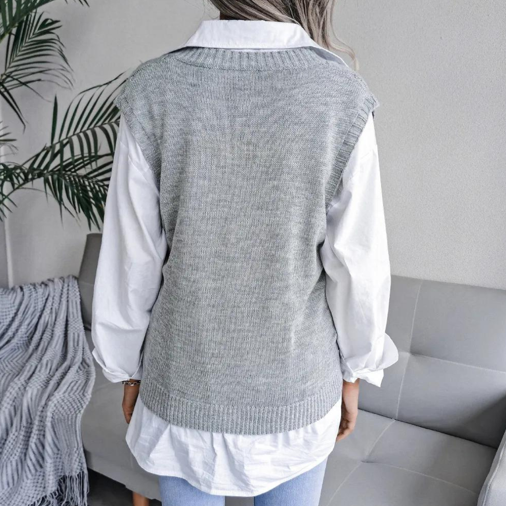 Women's Modern Cable Knit Sweater Vest