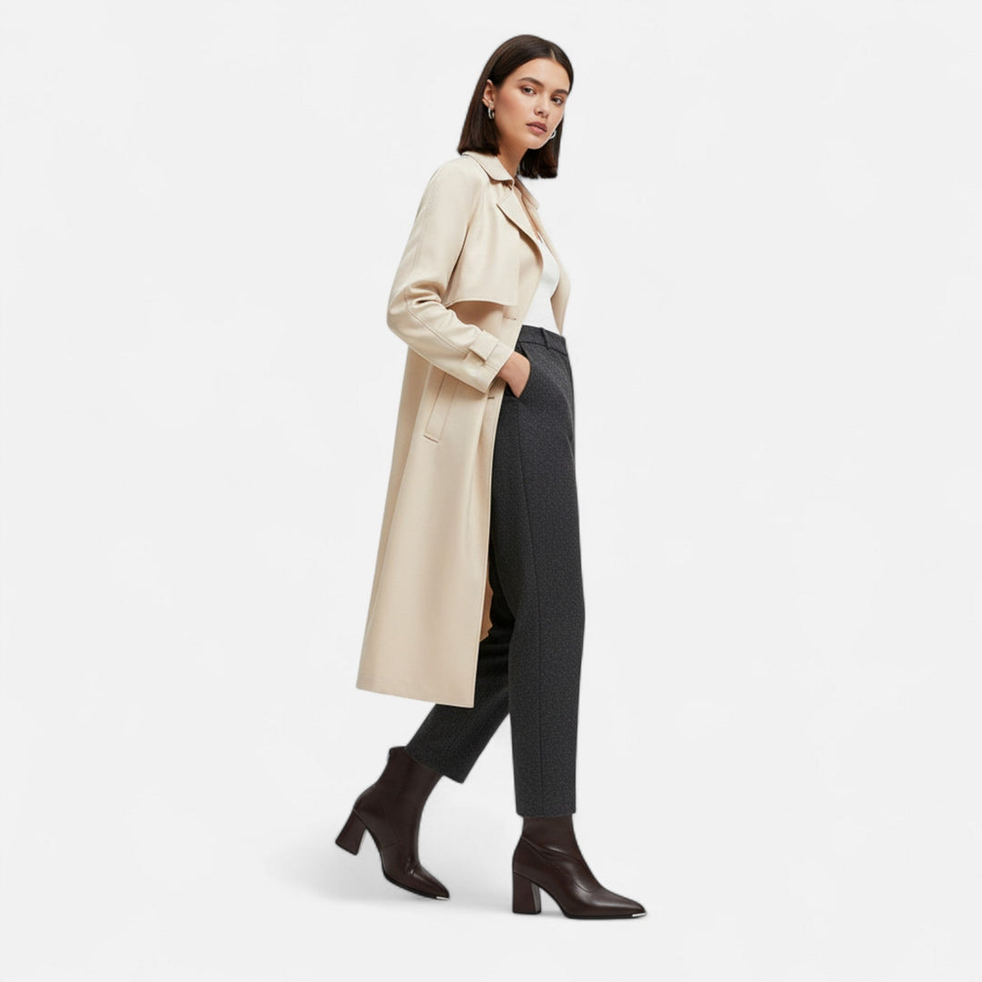 Women's Timeless Pointed Toe Leather Ankle Boots with Block Heel