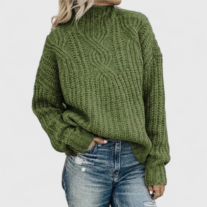 Women's Relaxed Cable Knit Turtleneck Sweater