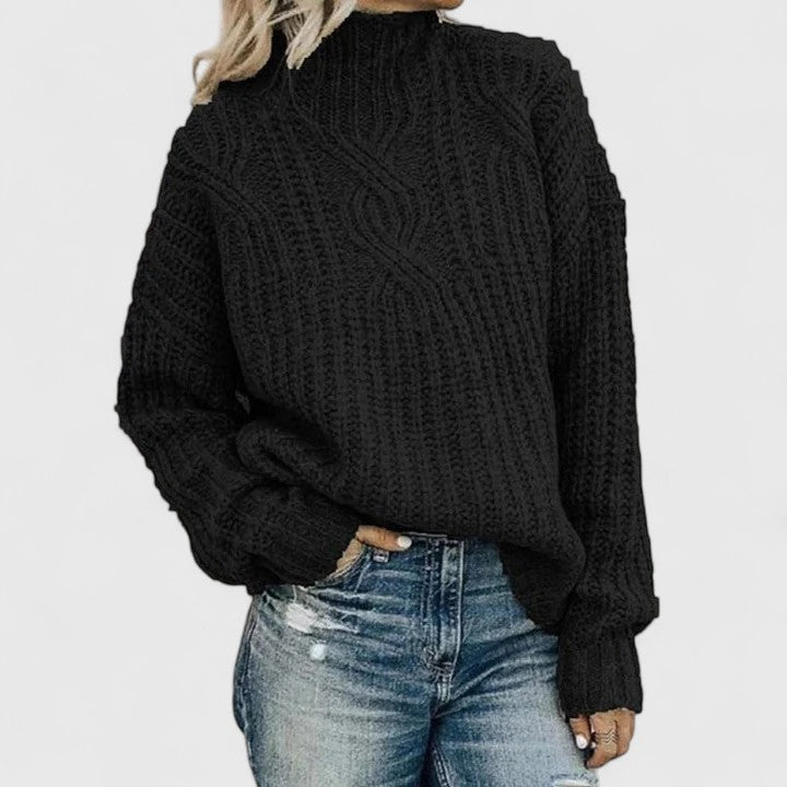 Women's Relaxed Cable Knit Turtleneck Sweater