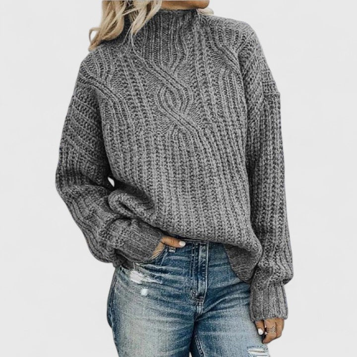 Women's Relaxed Cable Knit Turtleneck Sweater
