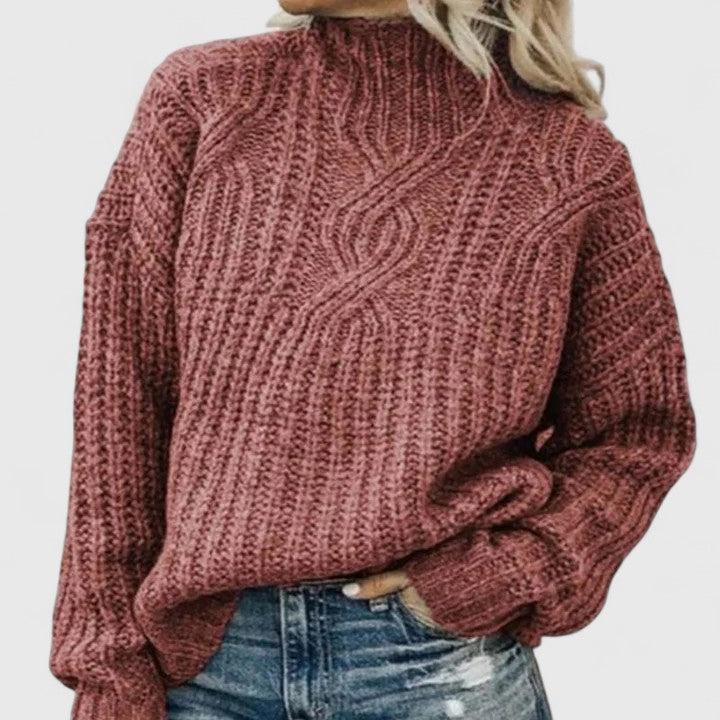 Women's Relaxed Cable Knit Turtleneck Sweater