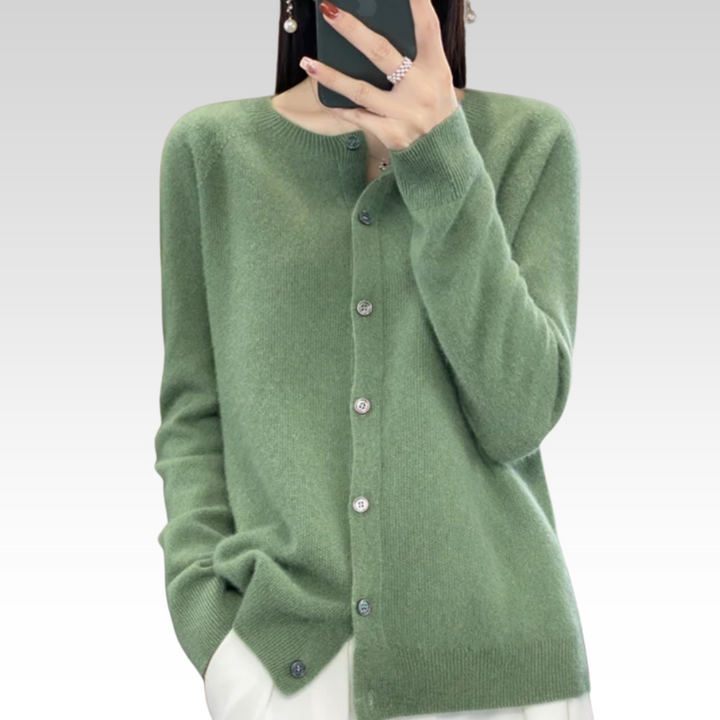 Women's Timeless Long Wool Knit Cardigan with Buttons
