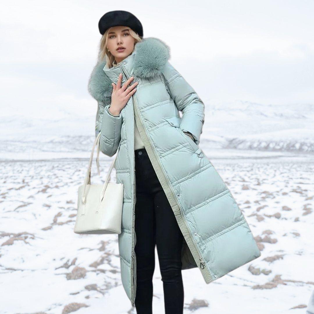 Women's Effortless Long Winter Parka with Faux Fur Hood