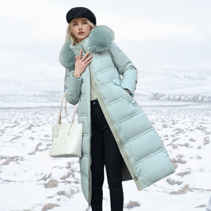 Women's Effortless Long Winter Parka with Faux Fur Hood