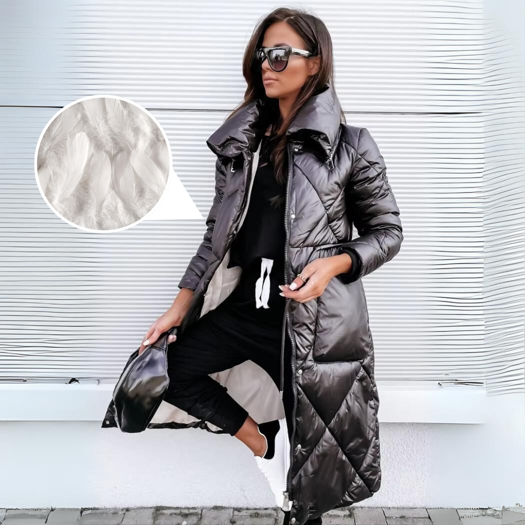 Women's Feminine Quilted Long Puffer Jacket