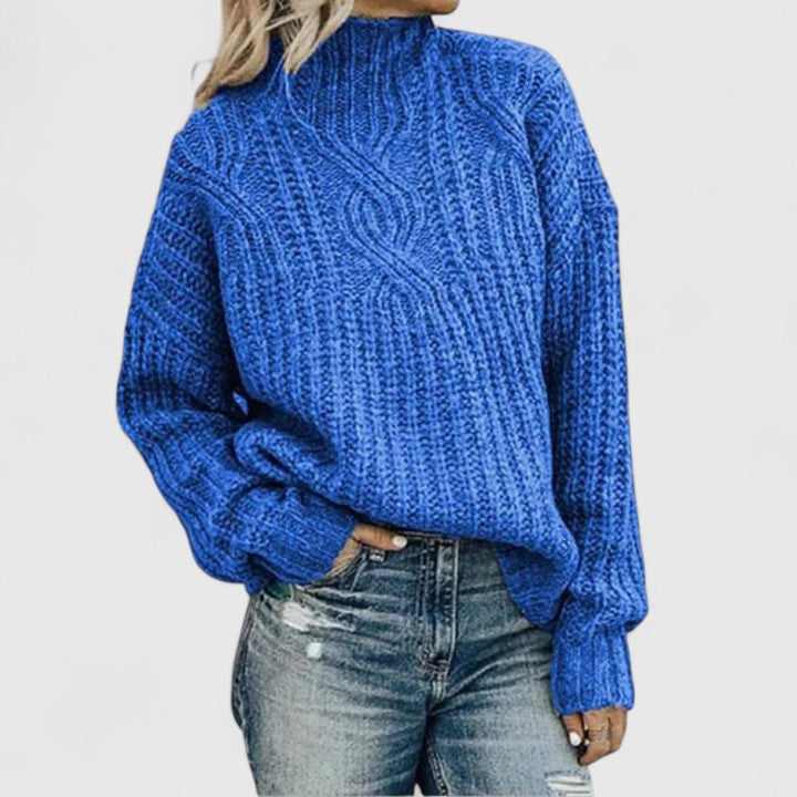 Women's Relaxed Cable Knit Turtleneck Sweater