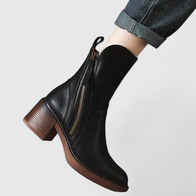 Women's Timeless Black Leather Ankle Boots