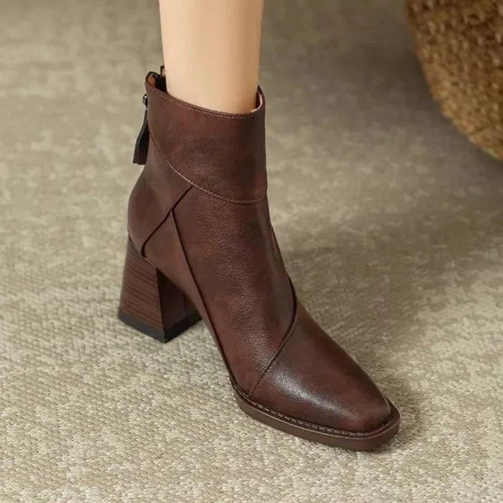 Women's Refined Black Leather Ankle Boots