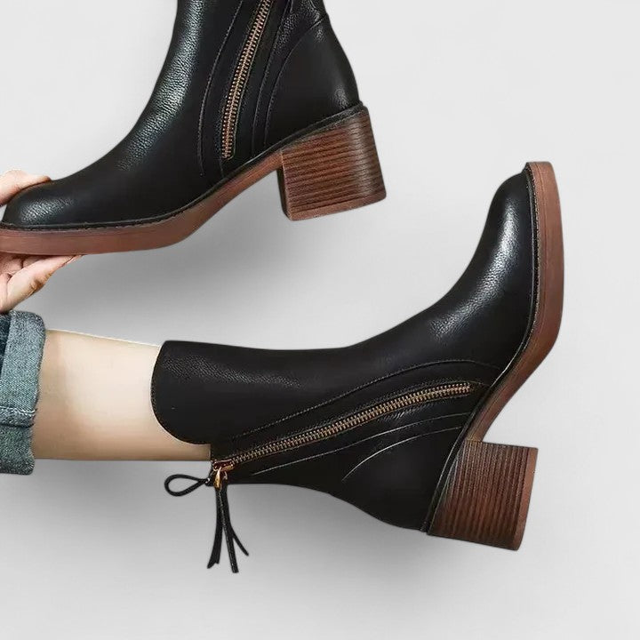 Women's Timeless Black Leather Ankle Boots
