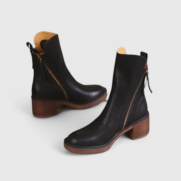 Women's Timeless Black Leather Ankle Boots