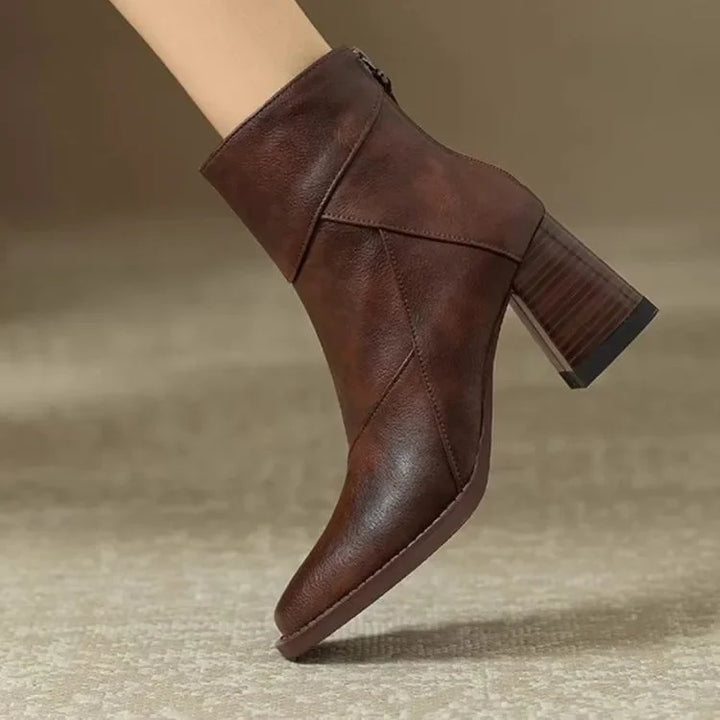Women's Refined Black Leather Ankle Boots