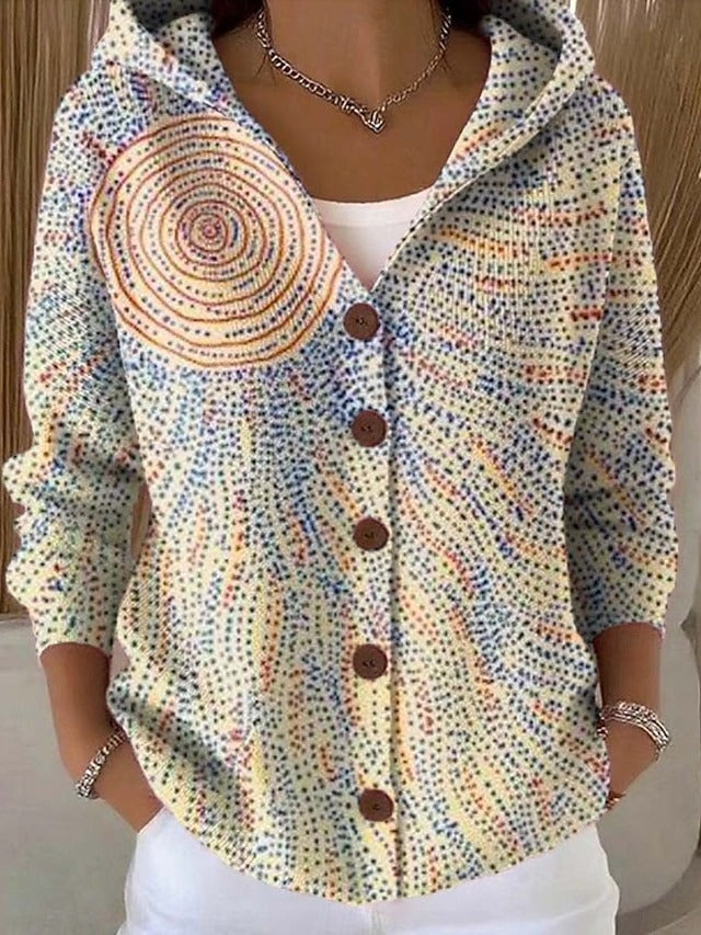 Women's Cozy Hooded Knit Cardigan with Buttons