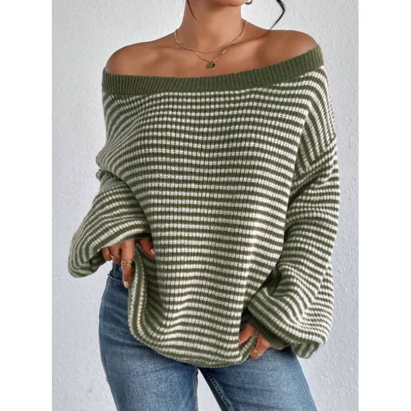 Women's Relaxed Oversized Striped Knit Sweater