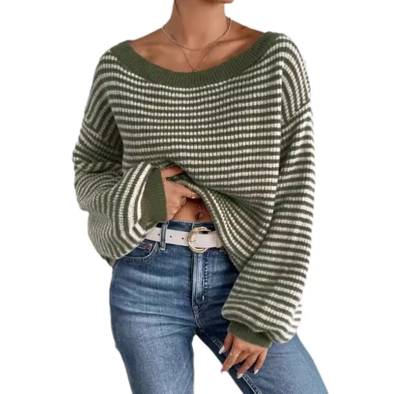 Women's Relaxed Oversized Striped Knit Sweater