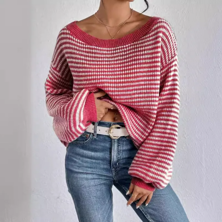 Women's Relaxed Oversized Striped Knit Sweater